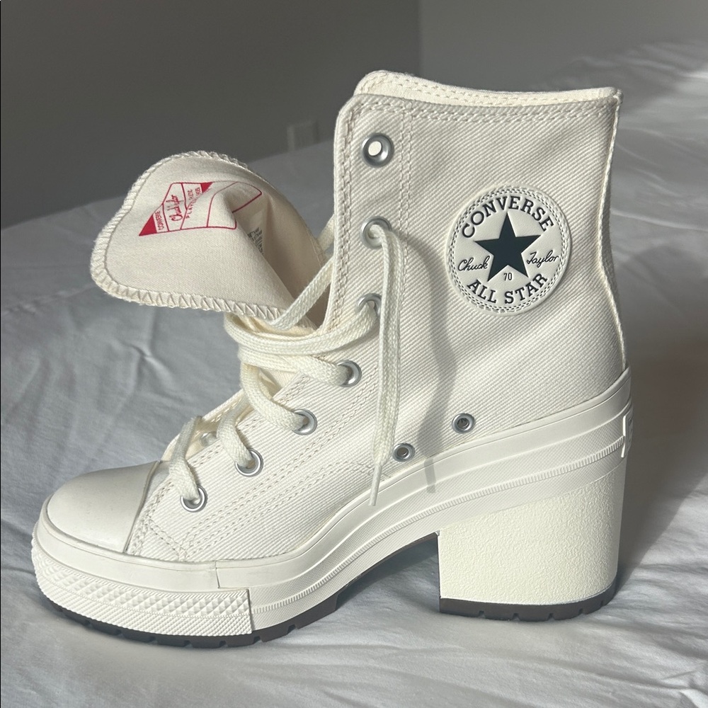 Converse All Star Women's Cream White Platform Heeled Boots